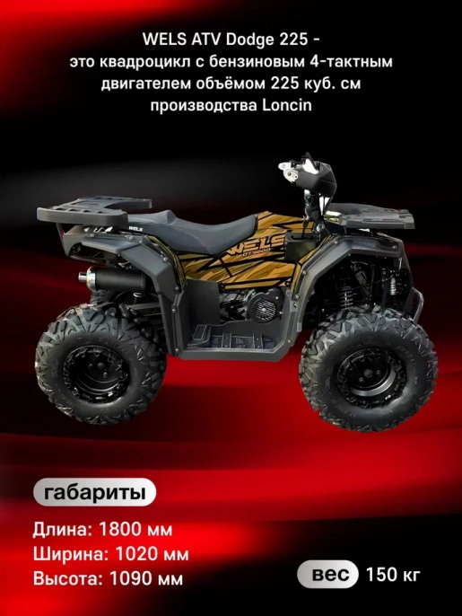 Квадроцикл WELS ATV Dodge 225 Basic (Вертикальный двигатель)